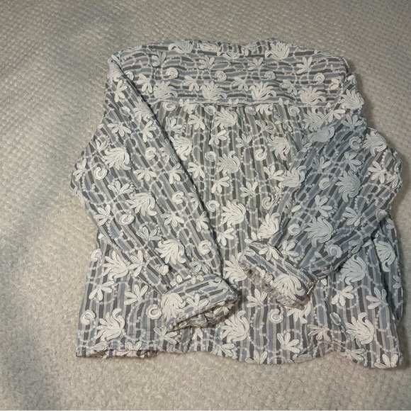 Anthropologie pilcro the Whitney trapeze blue floral embroidery button down - Picture 5 of 5